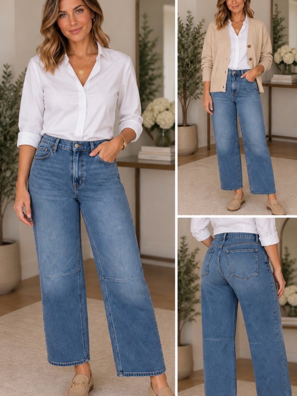 Old Navy Blue High-Rise Wow Barrel Leg Ankle Jeans